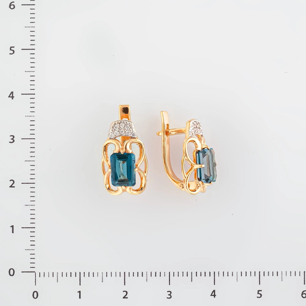 Серьги с топазом лондон из красного золота 585 пробы