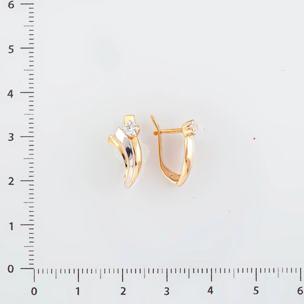 Серьги с фианитом из красного золота 585 пробы