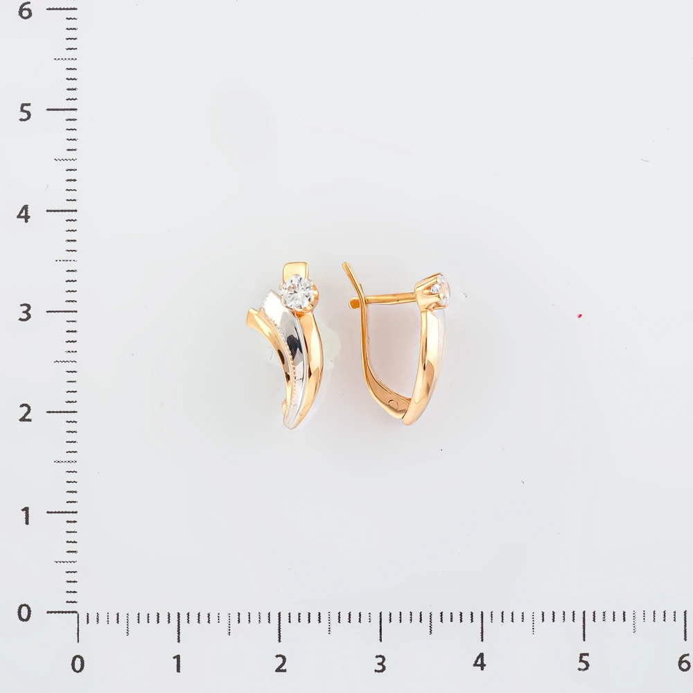 Серьги с фианитом из красного золота 585 пробы
