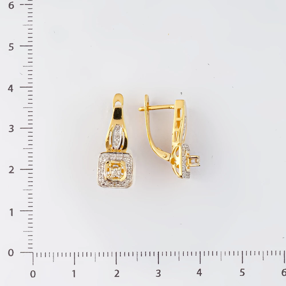 Серьги с бриллиантом из желтого золота 585 пробы