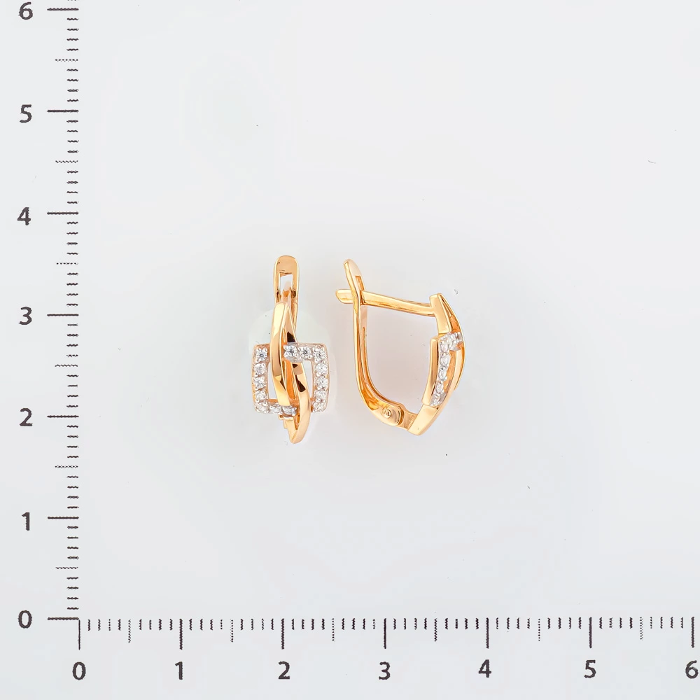 Серьги с фианитом из красного золота 585 пробы
