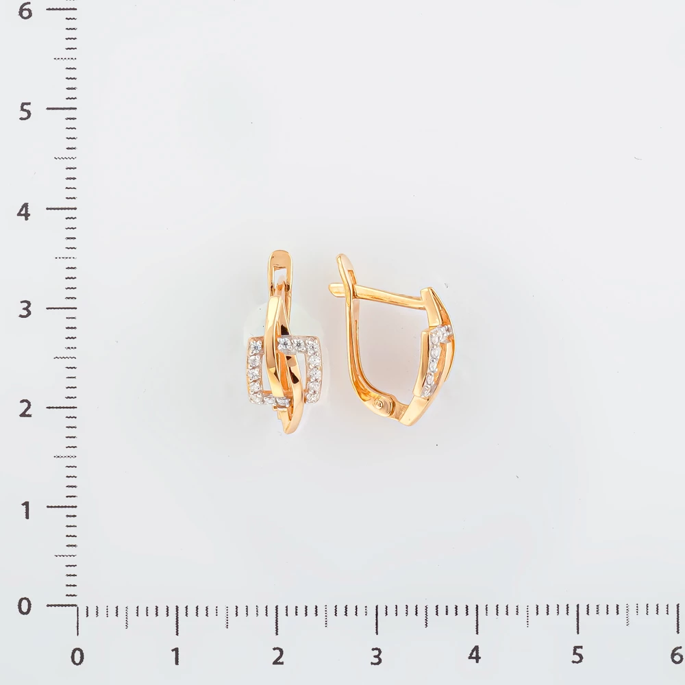 Серьги с фианитом из красного золота 585 пробы