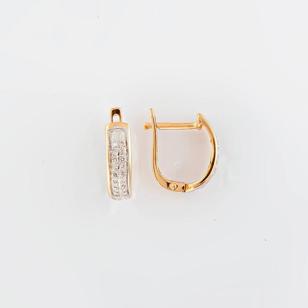 Серьги с бриллиантом из красного золота 585 пробы