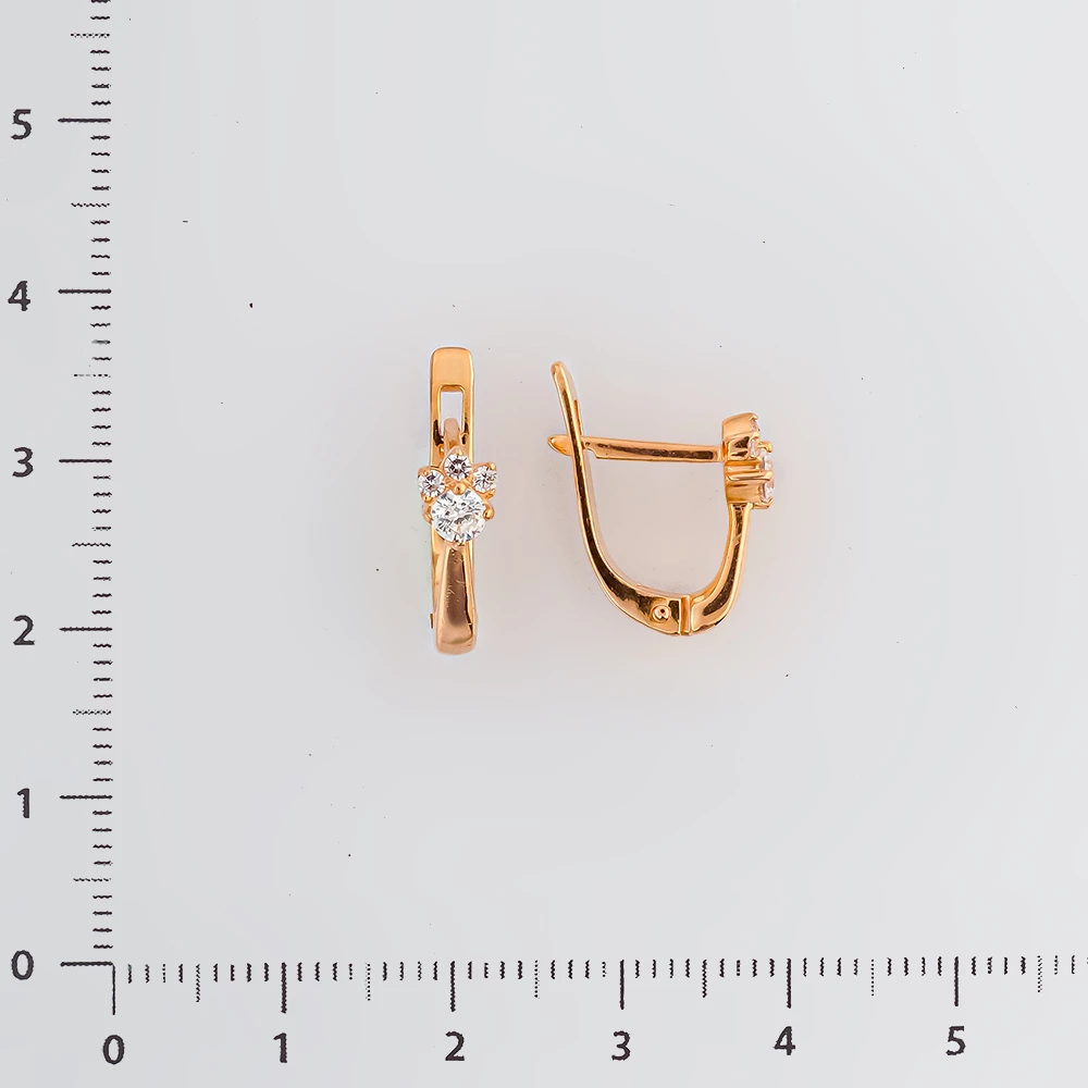 Серьги с фианитом из красного золота 585 пробы