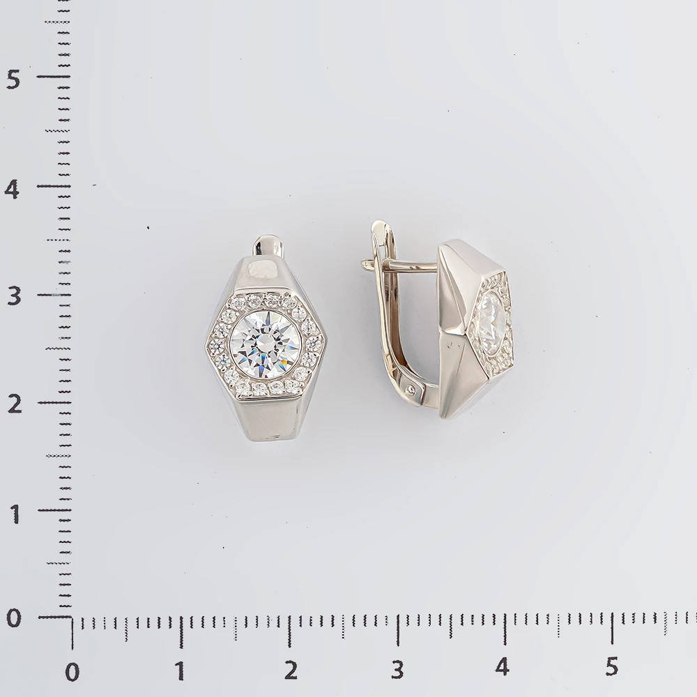 Серьги с фианитом из белого золота 585 пробы