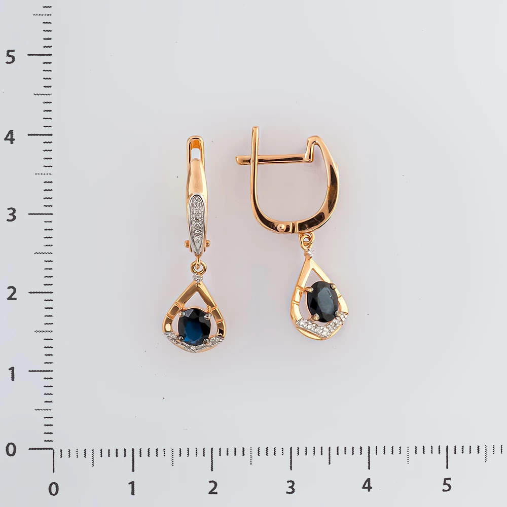 Серьги с сапфиром из красного золота 585 пробы