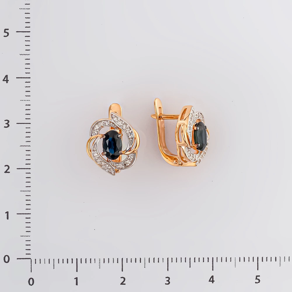 Серьги с сапфиром из красного золота 585 пробы