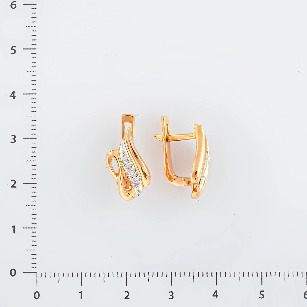 Серьги с фианитом из красного золота 585 пробы