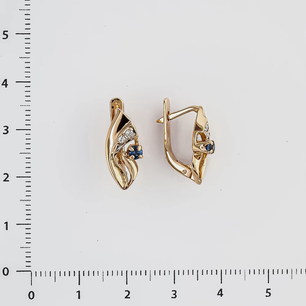 Серьги с сапфиром из красного золота 585 пробы