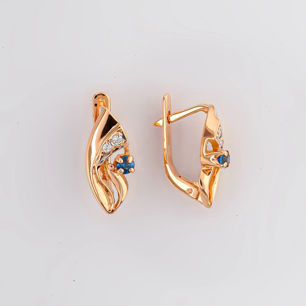 Серьги с сапфиром из красного золота 585 пробы
