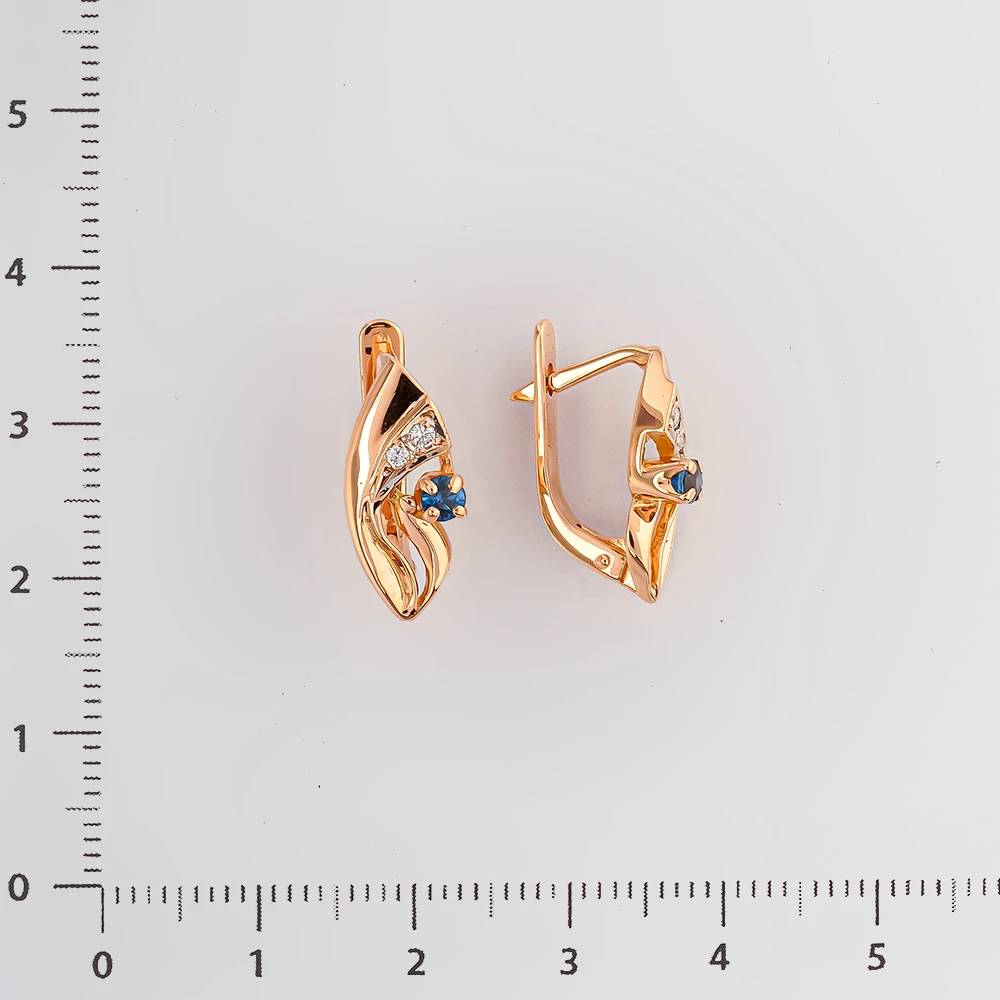 Серьги с сапфиром из красного золота 585 пробы