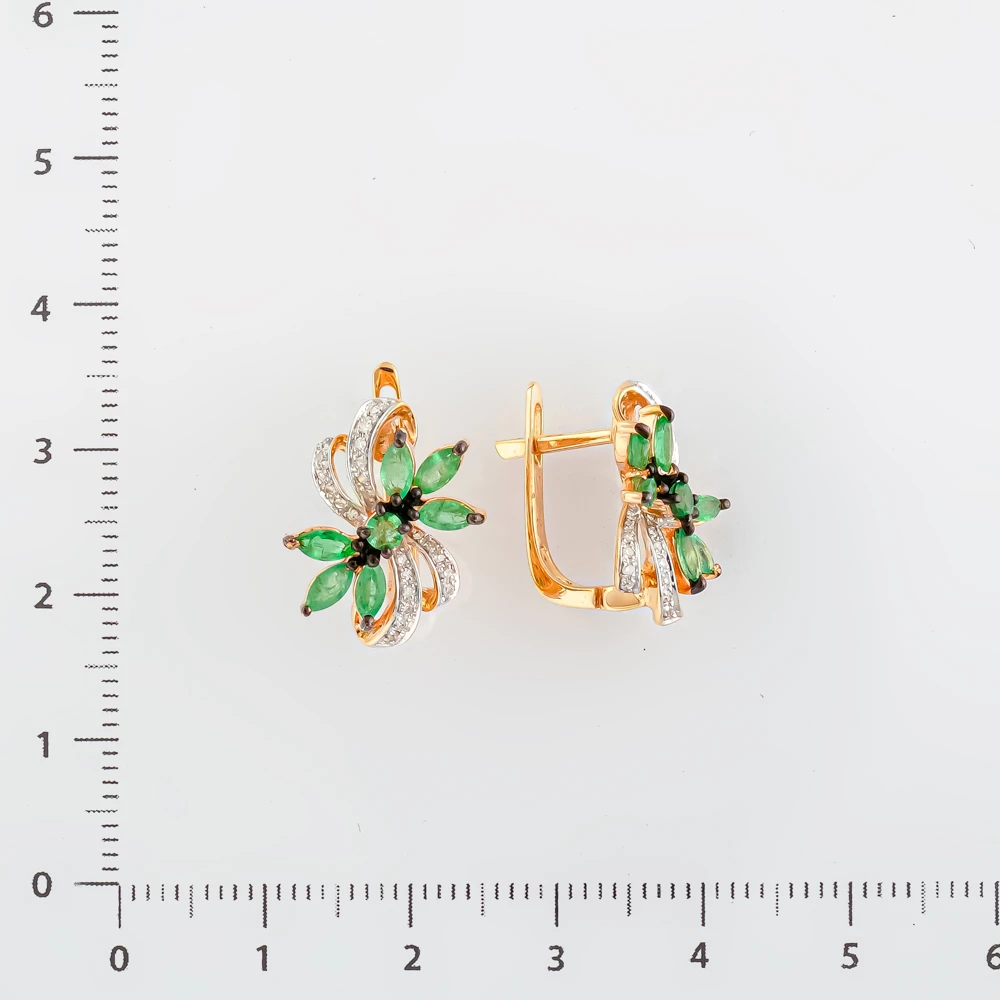Серьги с изумрудом из красного золота 585 пробы