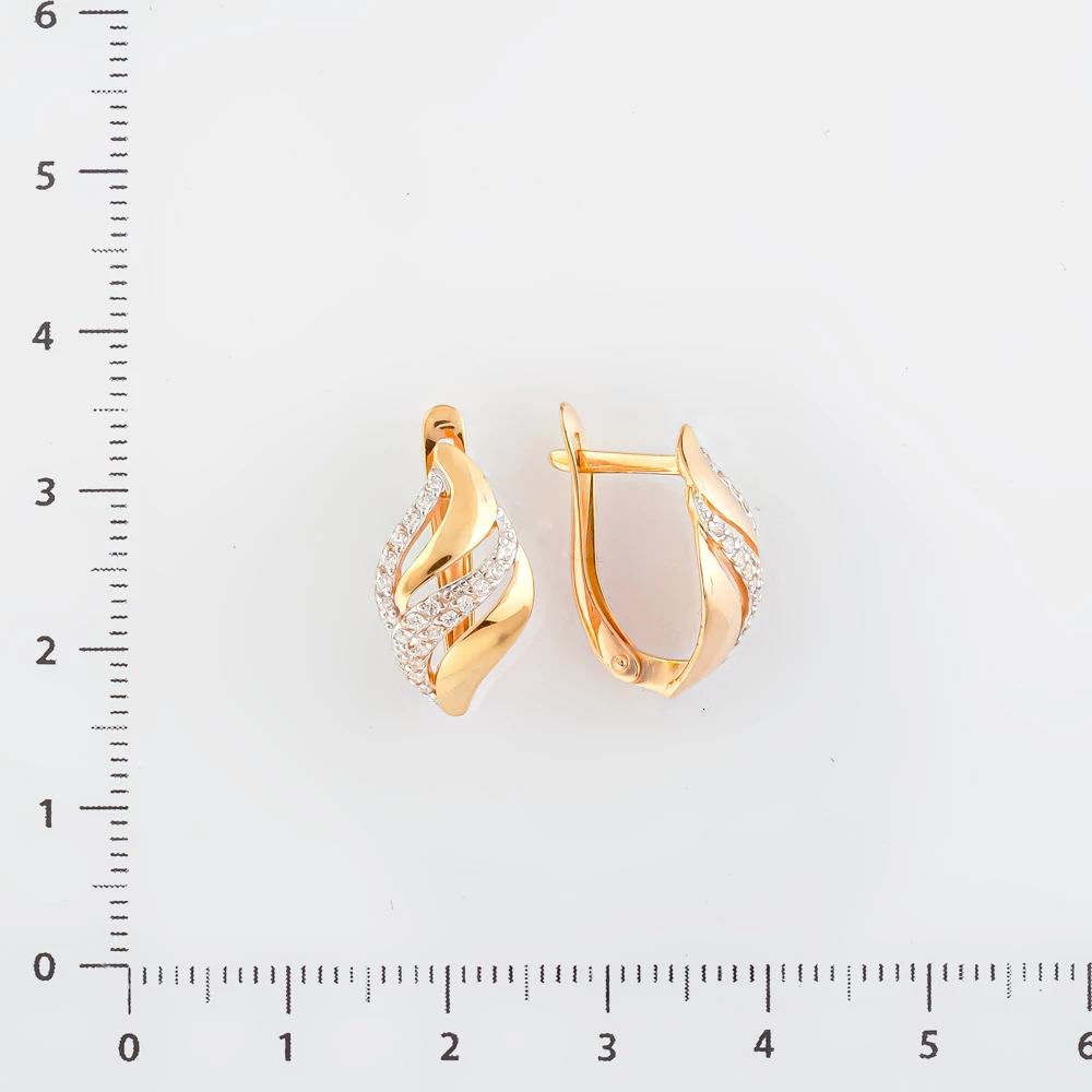 Серьги с фианитом из красного золота 585 пробы