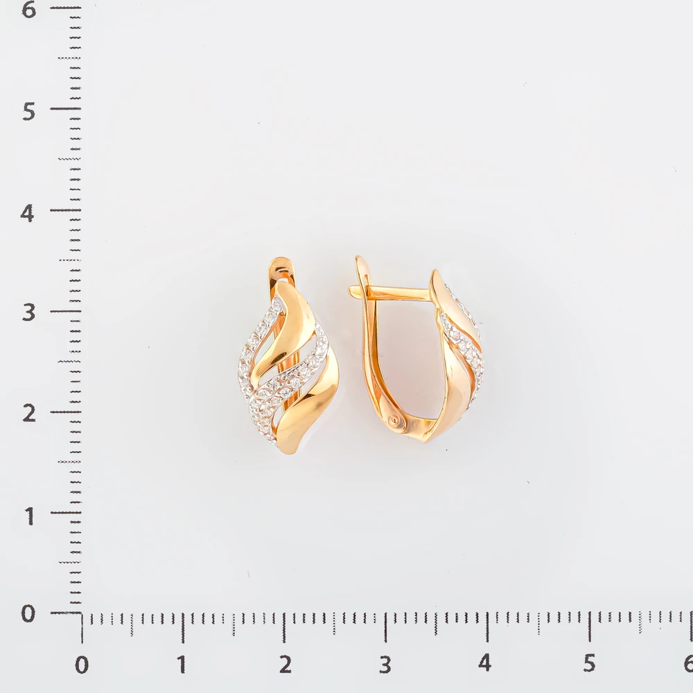 Серьги с фианитом из красного золота 585 пробы