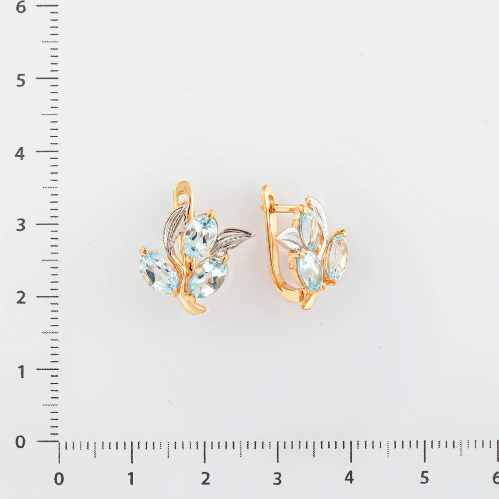 Серьги с топазом из красного золота 585 пробы