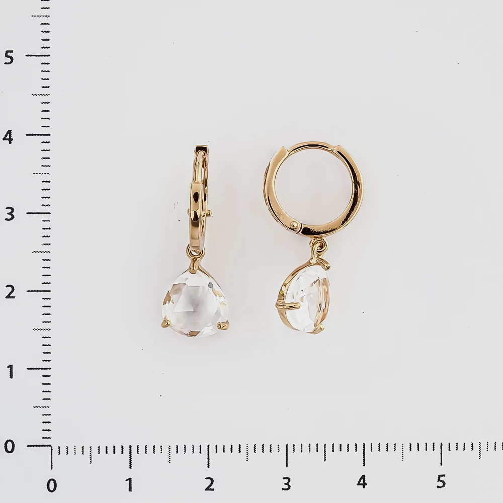 Серьги с фианитом из красного золота 585 пробы