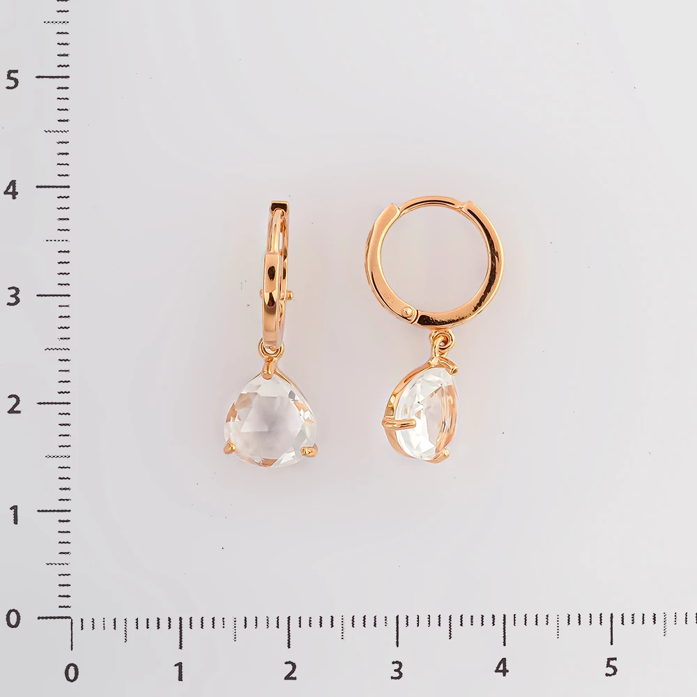 Серьги с фианитом из красного золота 585 пробы