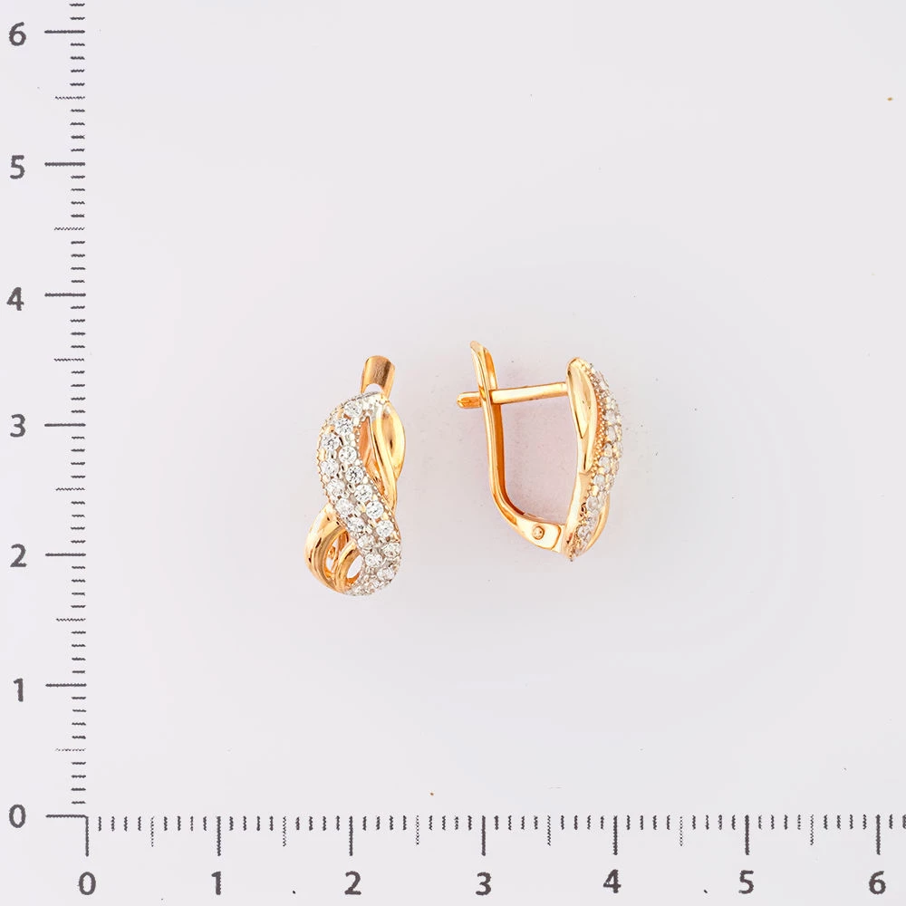 Серьги с фианитом из красного золота 585 пробы