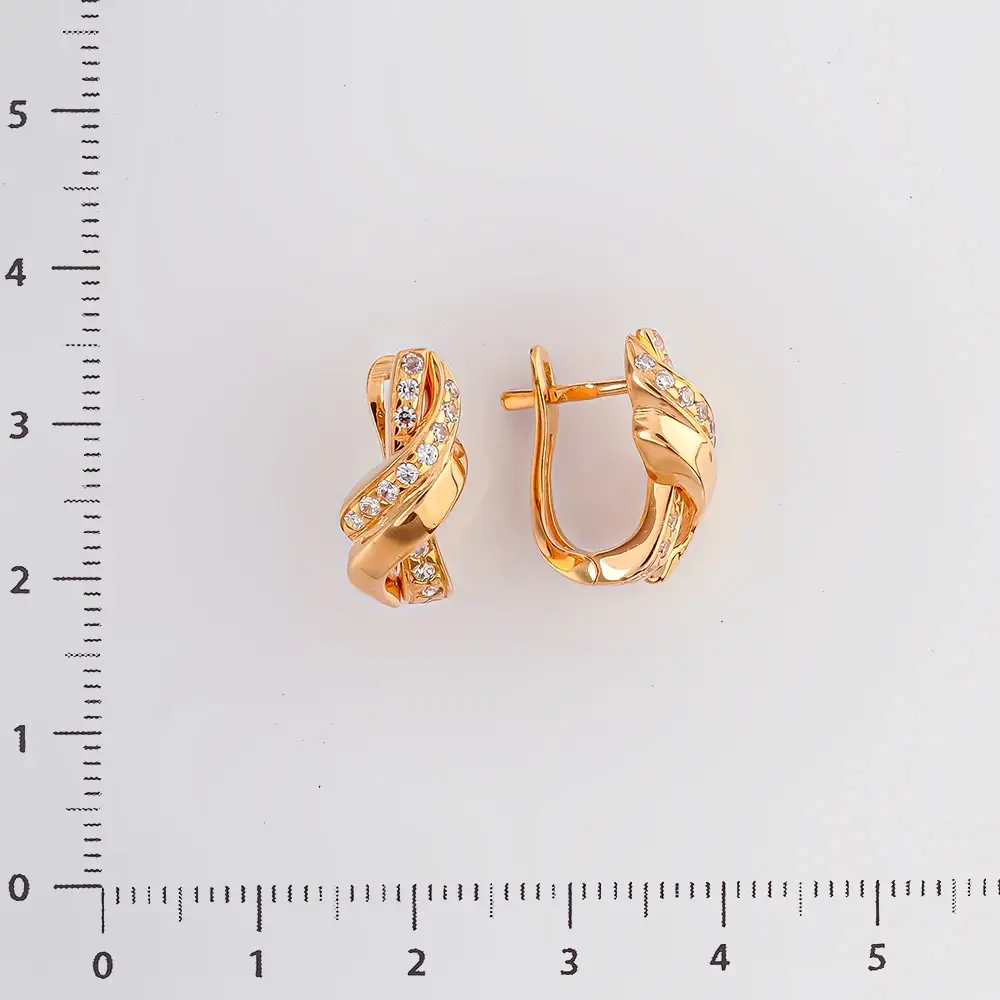 Серьги с фианитом из красного золота 585 пробы 2