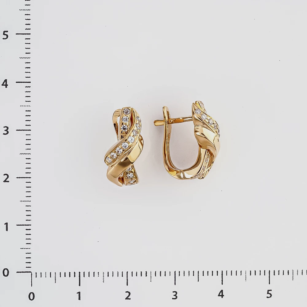 Серьги с фианитом из красного золота 585 пробы