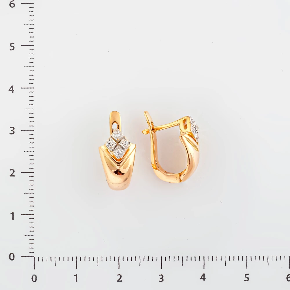 Серьги с фианитом из красного золота 585 пробы