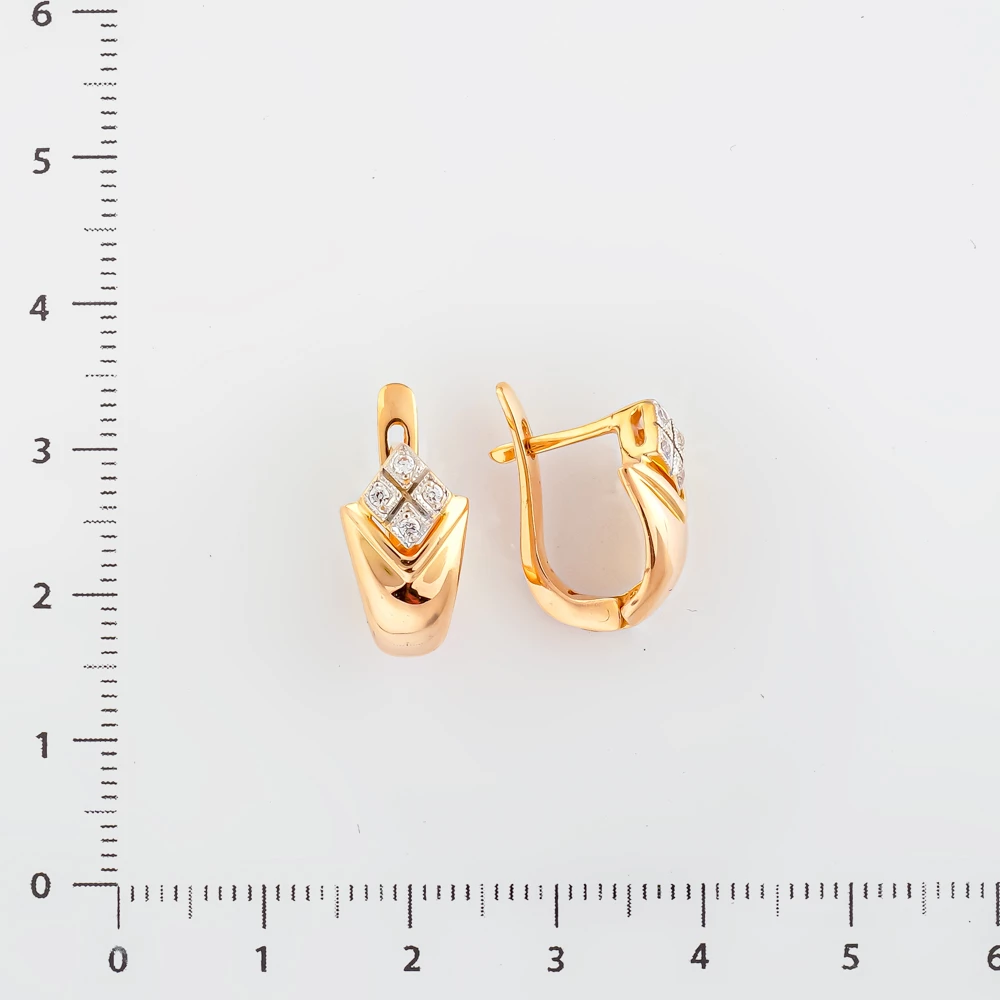 Серьги с фианитом из красного золота 585 пробы