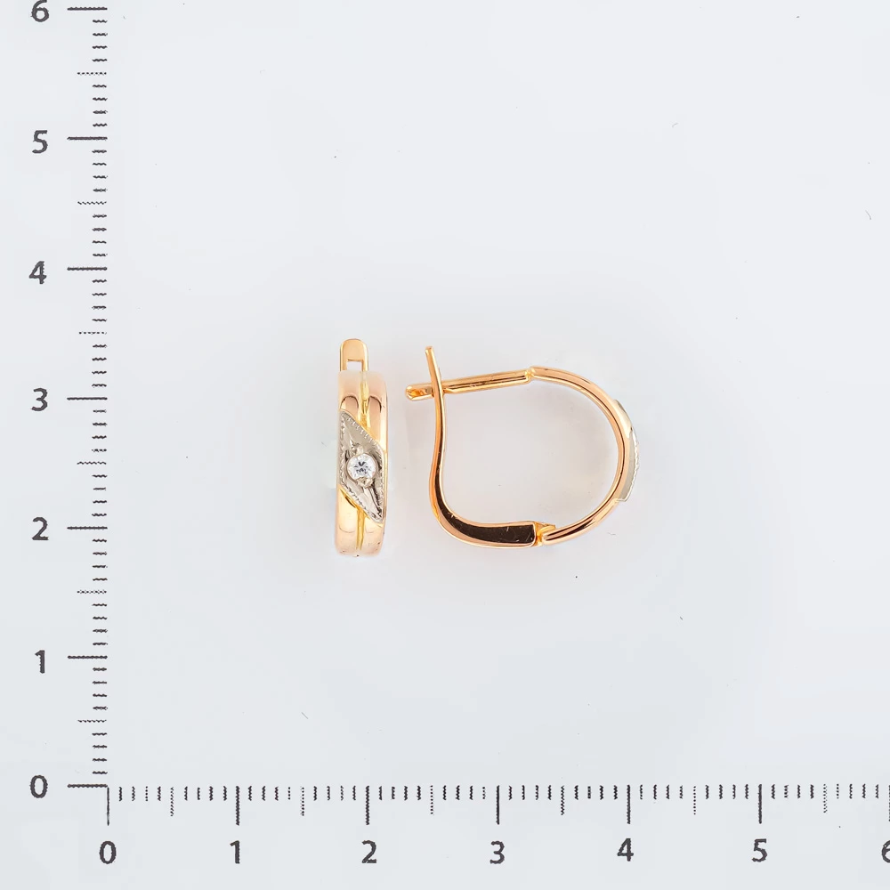 Серьги с фианитом из красного золота 585 пробы