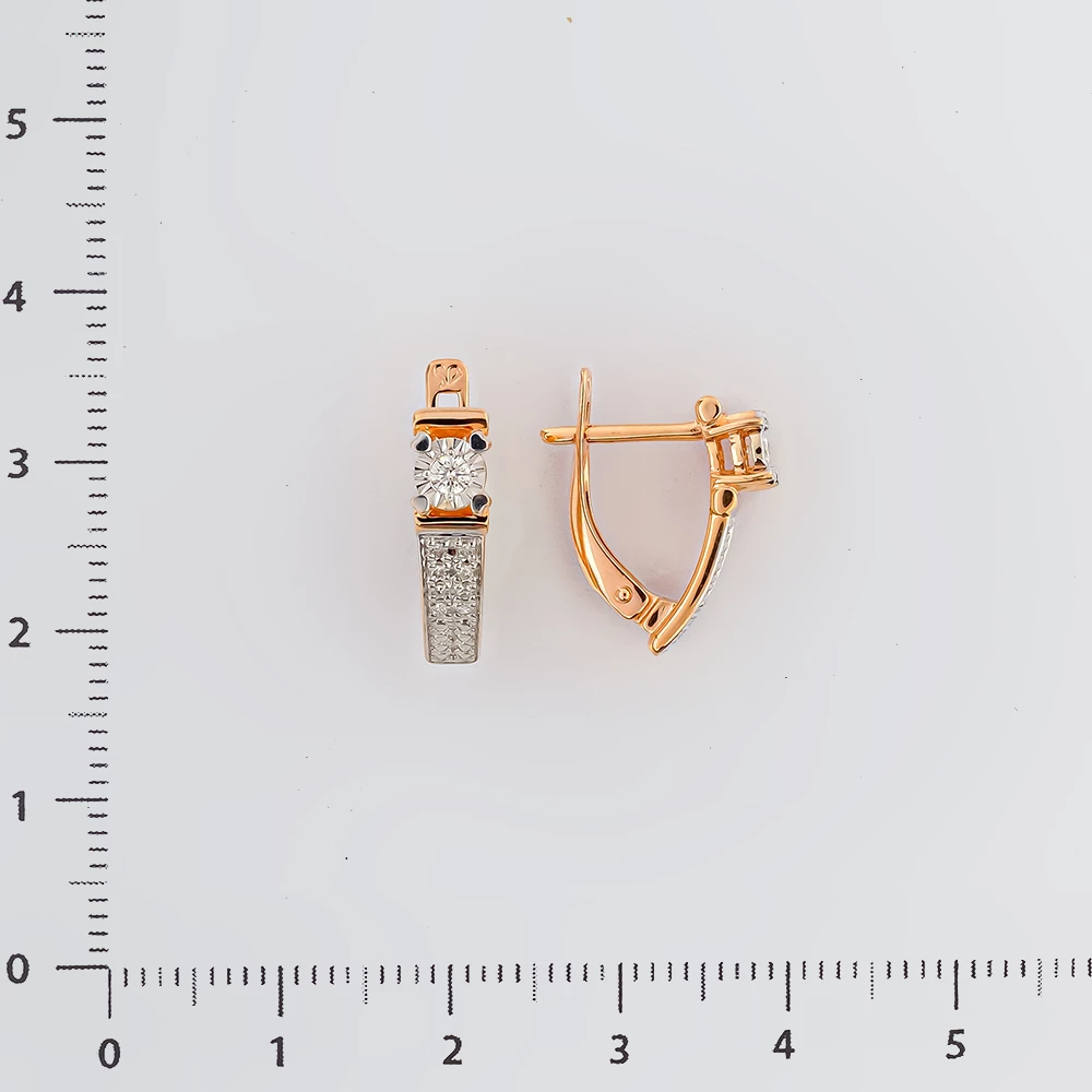 Серьги с бриллиантом из красного золота 585 пробы