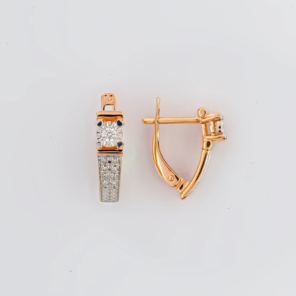 Серьги с бриллиантом из красного золота 585 пробы