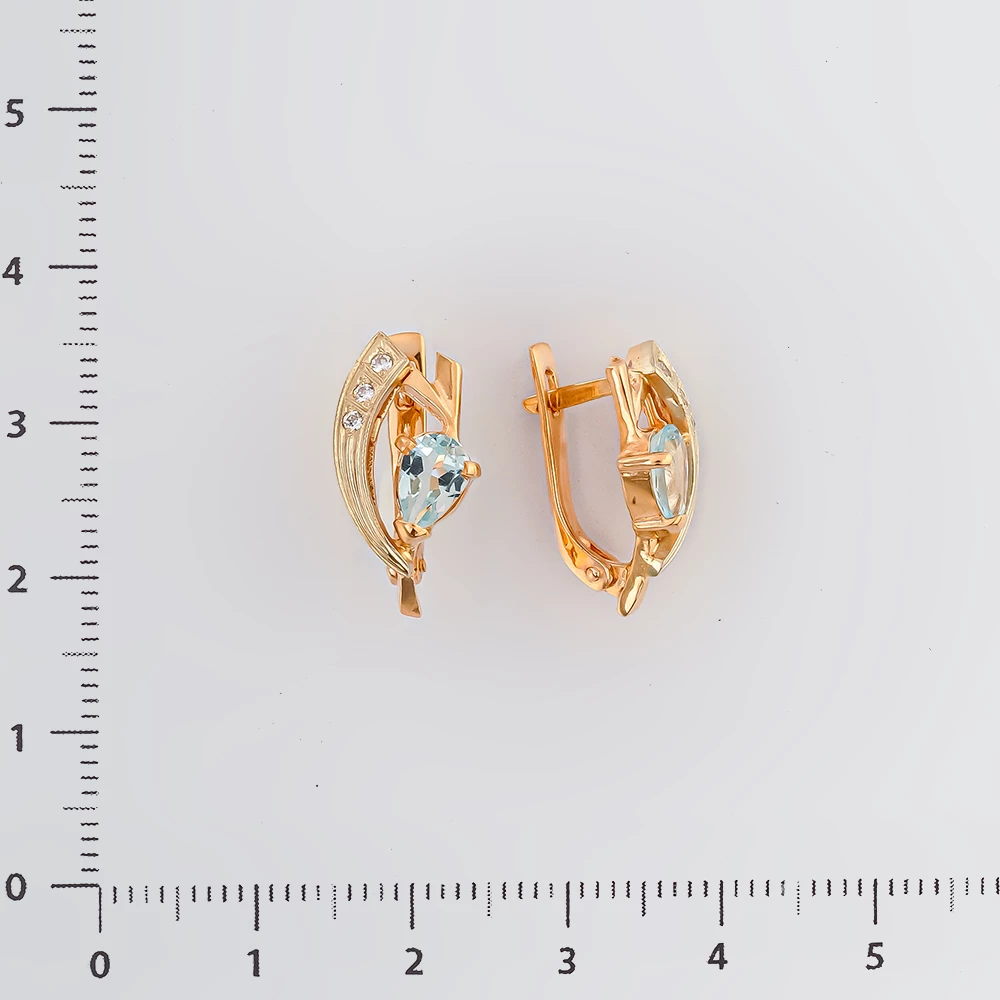 Серьги с топазом из красного золота 585 пробы