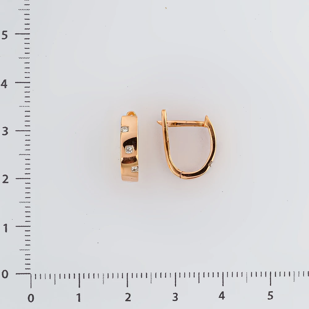 Серьги с бриллиантом из красного золота 585 пробы