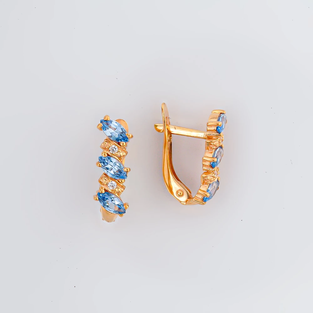 Серьги с ситаллом из красного золота 585 пробы