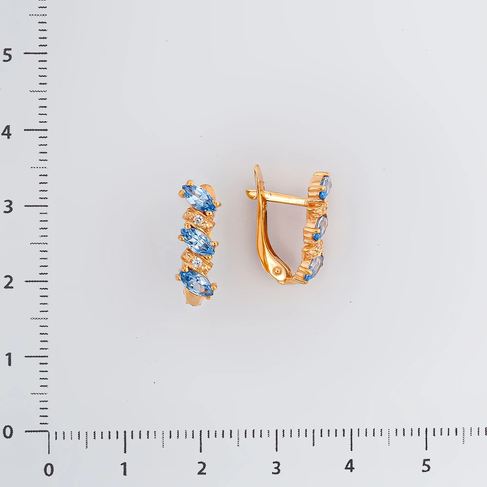 Серьги с ситаллом из красного золота 585 пробы