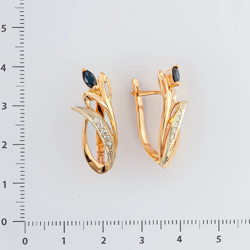 Серьги с сапфиром из красного золота 585 пробы