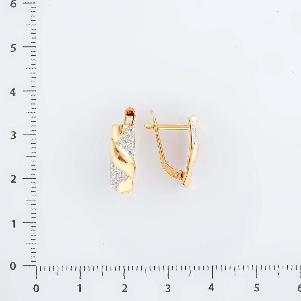 Серьги с фианитом из красного золота 585 пробы