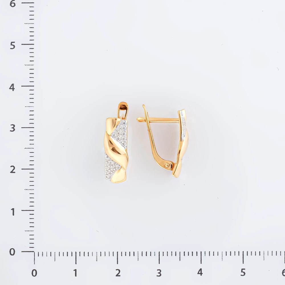 Серьги с фианитом из красного золота 585 пробы