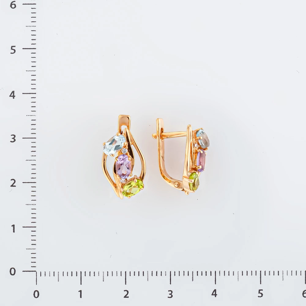 Серьги с топазом из красного золота 375 пробы