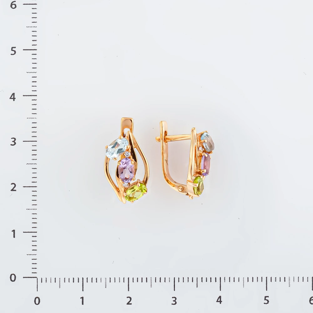 Серьги с топазом из красного золота 375 пробы