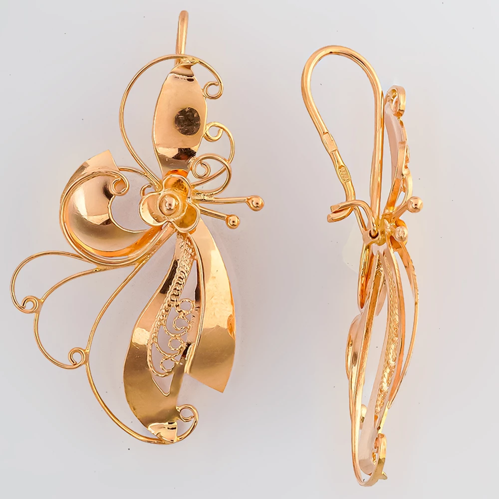 Серьги из красного золота 585 пробы