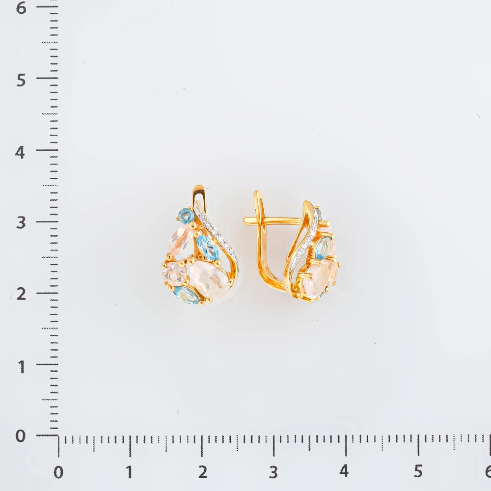 Серьги с кварцем из красного золота 585 пробы
