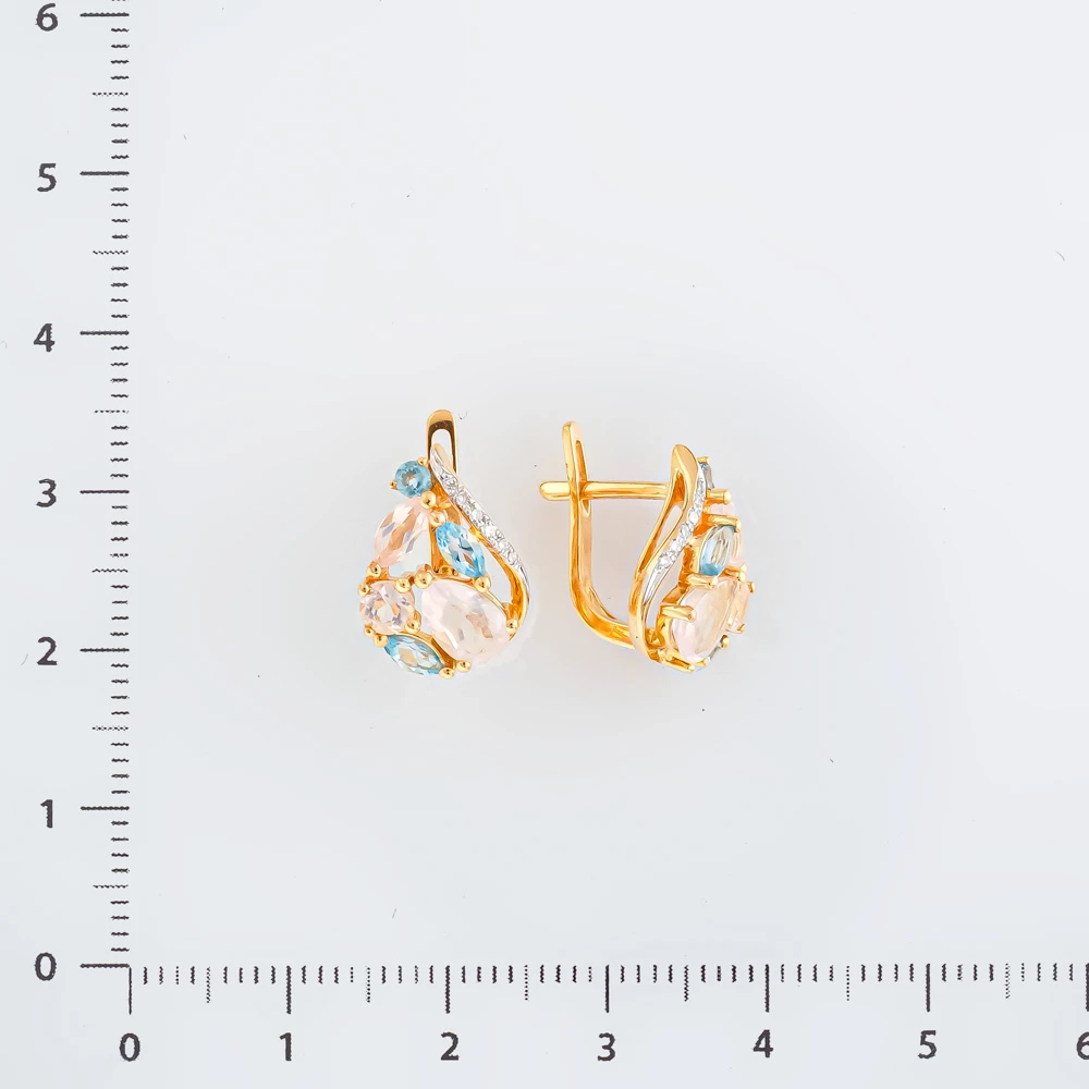 Серьги с кварцем из красного золота 585 пробы