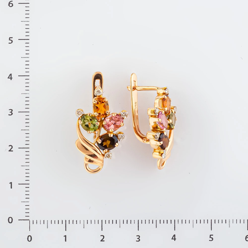 Серьги с ситаллом из красного золота 585 пробы