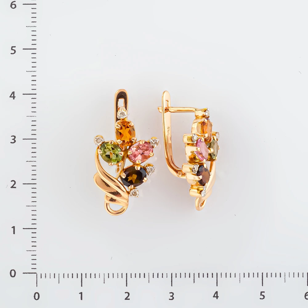 Серьги с ситаллом из красного золота 585 пробы
