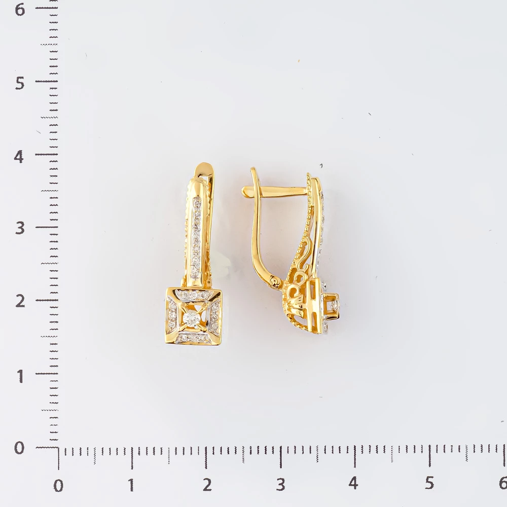 Серьги с бриллиантом из желтого золота 585 пробы