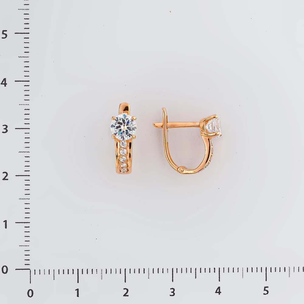 Серьги с фианитом из красного золота 585 пробы 2