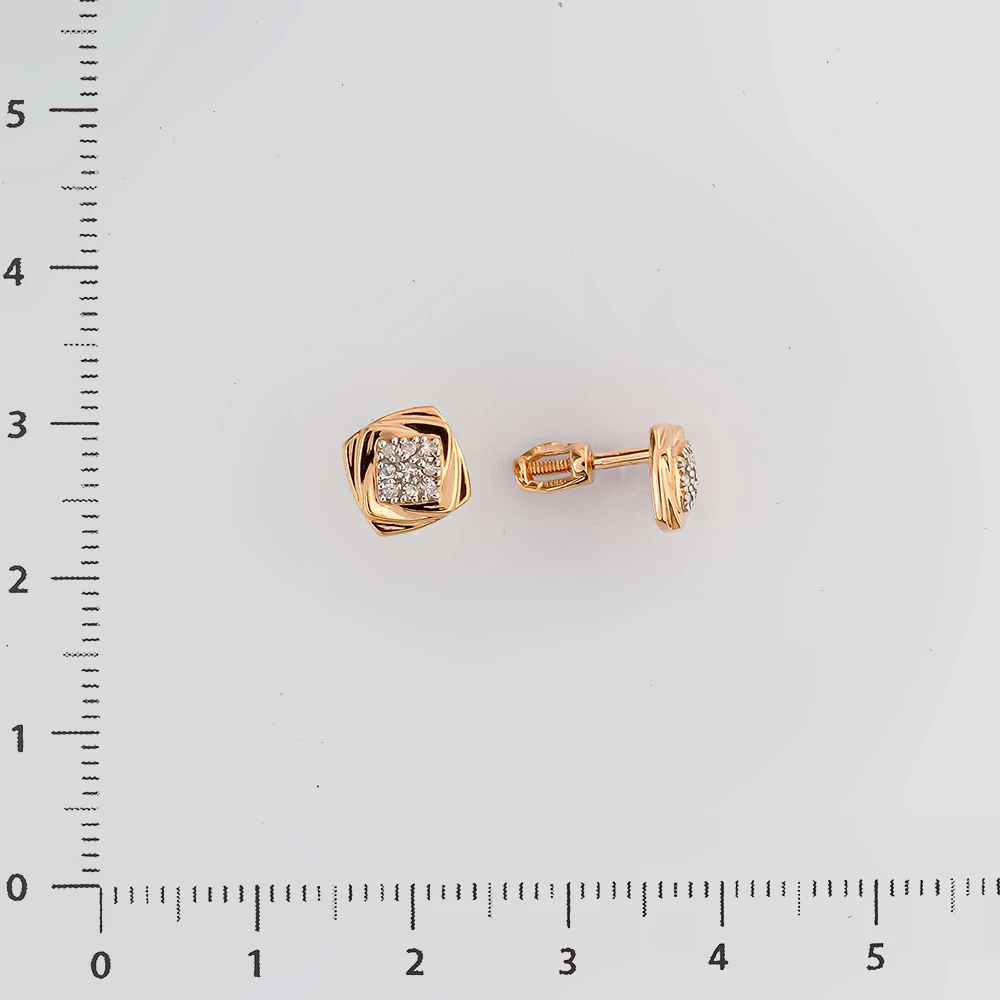 Серьги с бриллиантом из красного золота 585 пробы