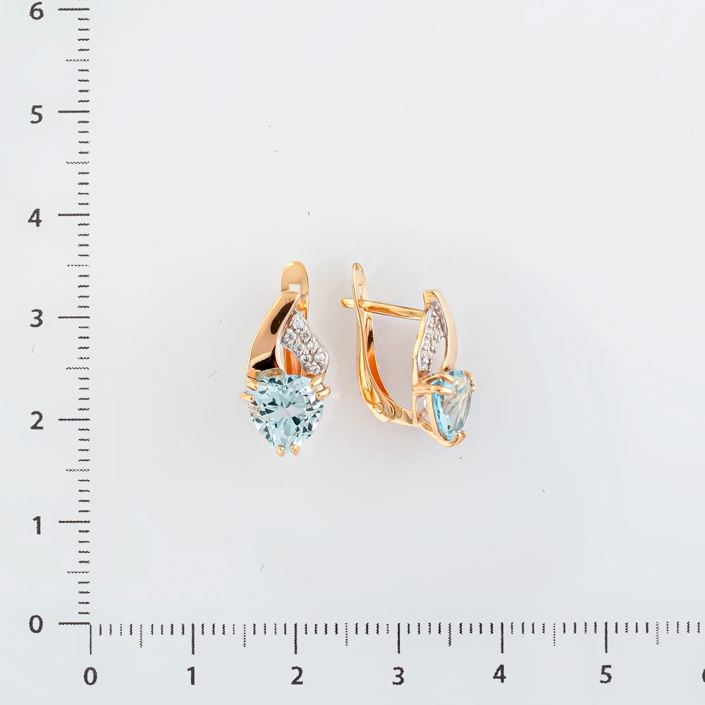 Серьги с топазом из красного золота 375 пробы