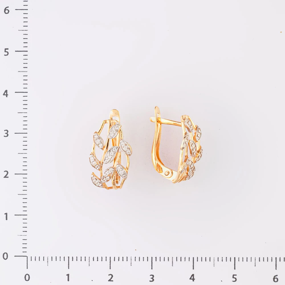 Серьги с фианитом из красного золота 585 пробы