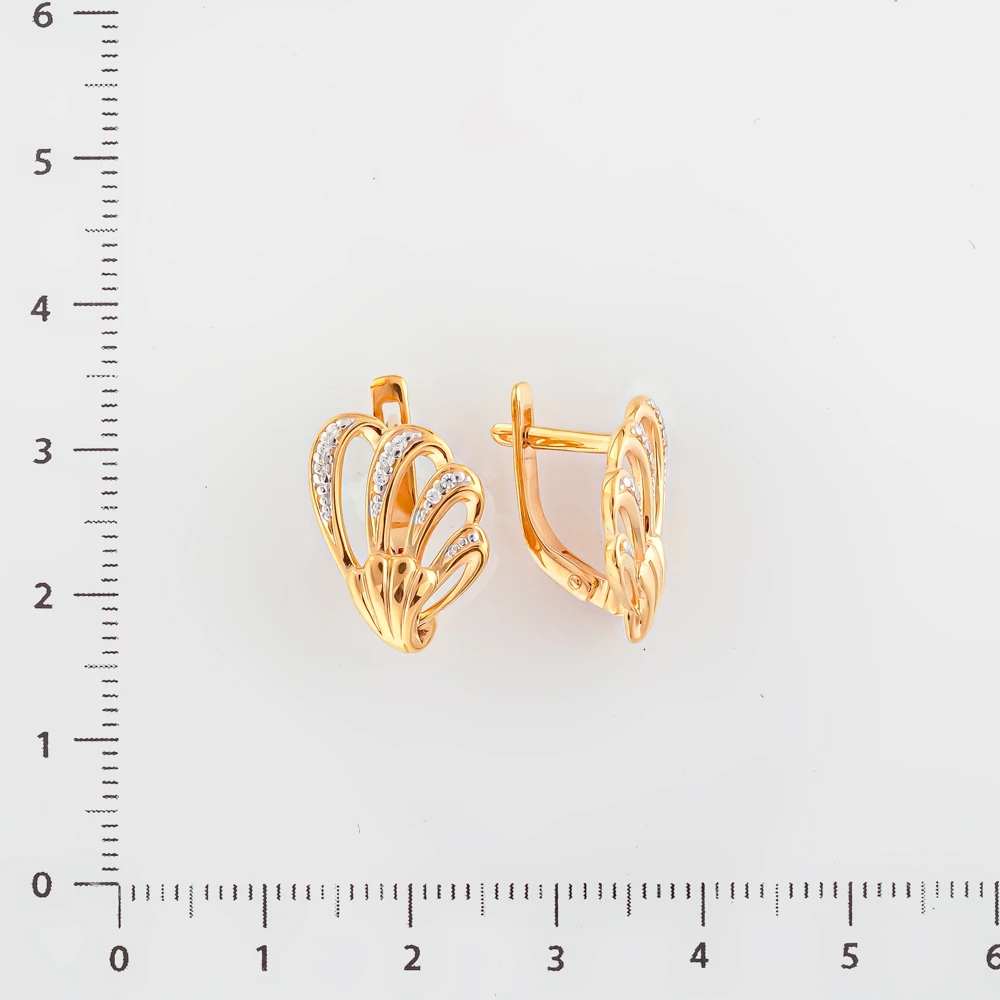 Серьги с фианитом из красного золота 585 пробы