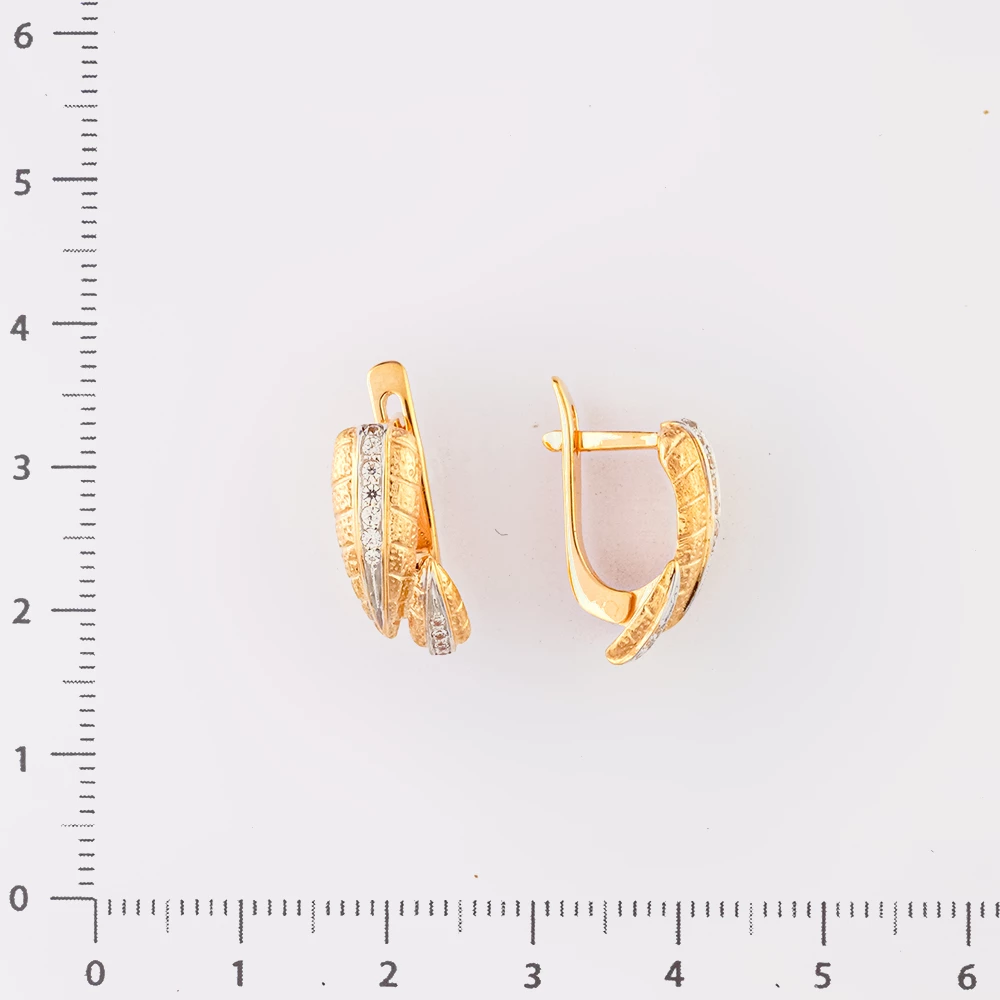 Серьги с фианитом из красного золота 585 пробы
